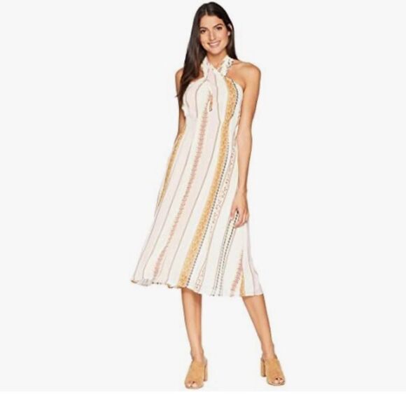 Astr The Label Kristi Halter Midi Dress Cream Small - Picture 3 of 9